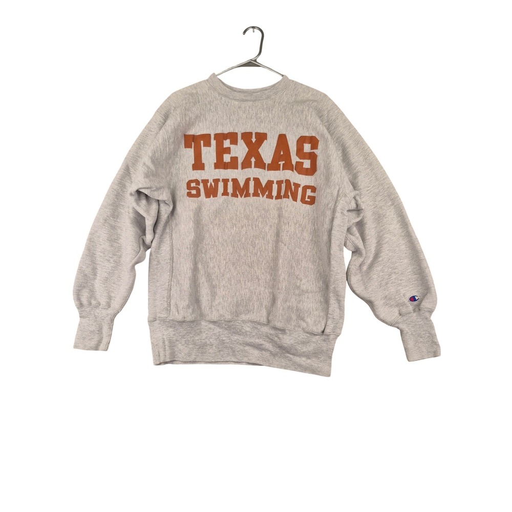 Champion Reverse Weave Texas Swimming Sweatshirt Grey Orange XL Warmup USA VTG‎
